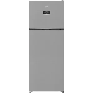 Frigider cu doua usi Beko B3RDNE504HXB, 477 l, No Frost, HarvestFresh, Display, AeroFlow, XXL Bottle holder, Clasa E, H 186,5 cm, Metal Look