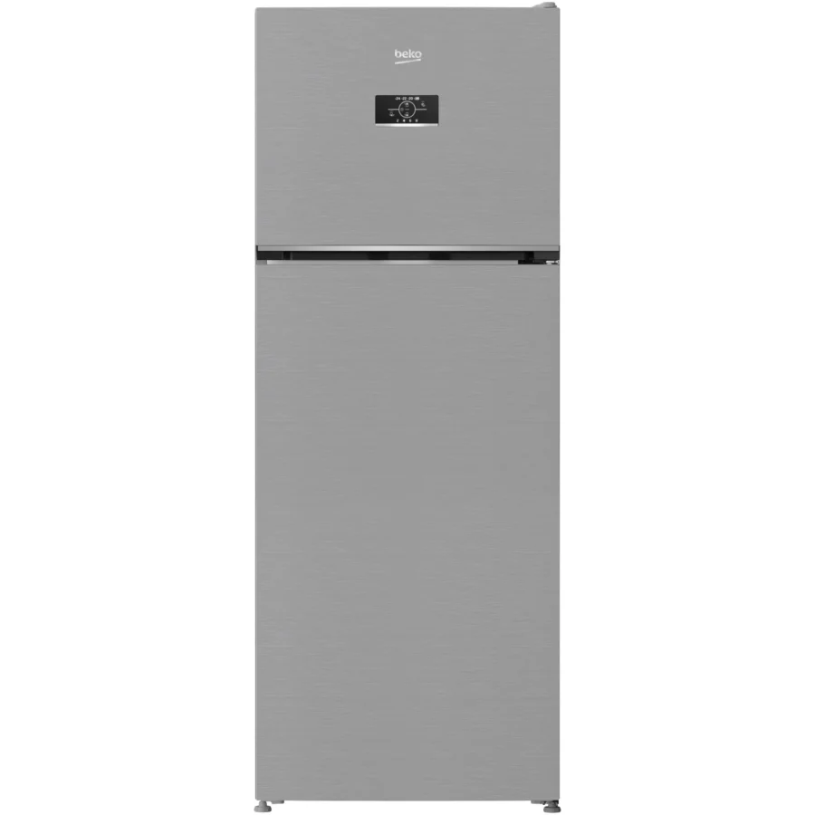 Frigider cu doua usi Beko B3RDNE504HXB, 477 l, No Frost, HarvestFresh, Display, AeroFlow, XXL Bottle holder, Clasa E, H 186,5 cm, Metal Look