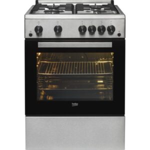Aragaz Beko FSGT62110DXO, 4 arzatoare, Gaz, Aprindere electrica plita/cuptor, Grill, Rotisor, High-Efficiency Gas Burner, Timer, 60 cm, Inox
