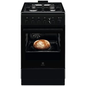 Aragaz Electrolux LKG504022K, Gaz, 4 arzatoare, Aprindere integrata plita si cuptor, Siguranta plita si cuptor, Autocuratare catalitica, Grill electric, 50 cm, Negru