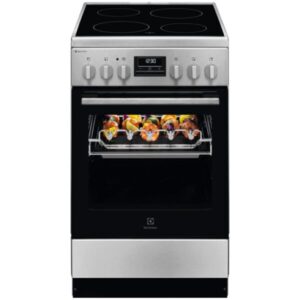 Aragaz Electrolux LKR540267X, Electric, Vitroceramica, 4 zone de gatit, Raft BBQ, Timer electronic, Grill, Iluminare cuptor, Clasa A, 50 cm, Inox