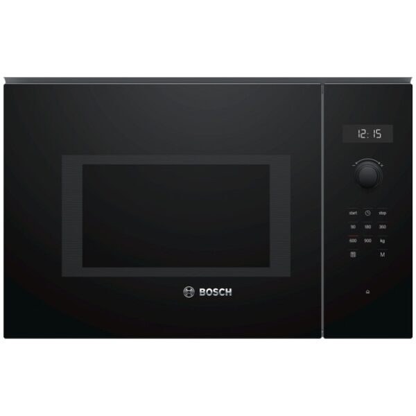 Cuptor cu microunde incorporabil Bosch BFL554MB0, 25 l, 900 W, AutoPilot 7, Butoane retractabile, Control digital, Sticla neagra