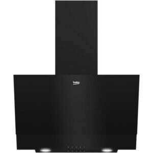 Hota incorporabila decorativa Beko BHCA62422BBH, Putere de absorbtie 400 mc/h, Afisaj electronic, Iluminare LED, Touch Control, 59.5 cm, Negru Sticla