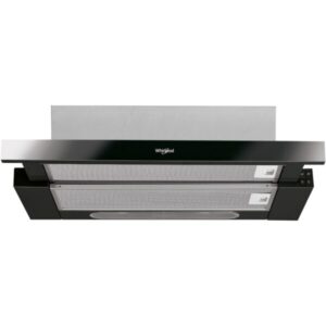 Hota telescopica Whirlpool AKR750GK, Putere de absorbtie 304 mc/h, 3 trepte viteza, Iluminare LED, Filtru carbon, 60 cm, Negru