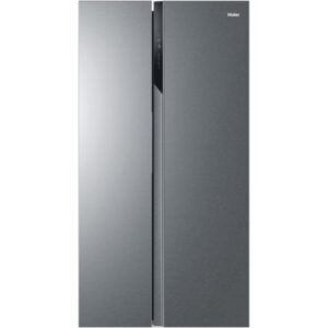 Side by Side Haier HSR3918ENPG, 528l, Total No Frost, Multi air flow, Motor Inverter, Display LED, Super Cooling, Super Freezing, Clasa E, H 177 cm, Argintiu