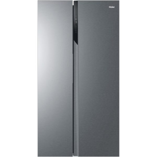 Side by Side Haier HSR3918ENPG, 528l, Total No Frost, Multi air flow, Motor Inverter, Display LED, Super Cooling, Super Freezing, Clasa E, H 177 cm, Argintiu