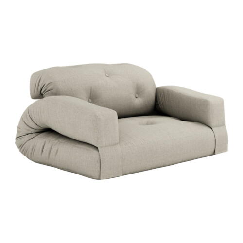 Canapea bej extensibilă cu tapițerie din in 140 cm Hippo - Karup Design