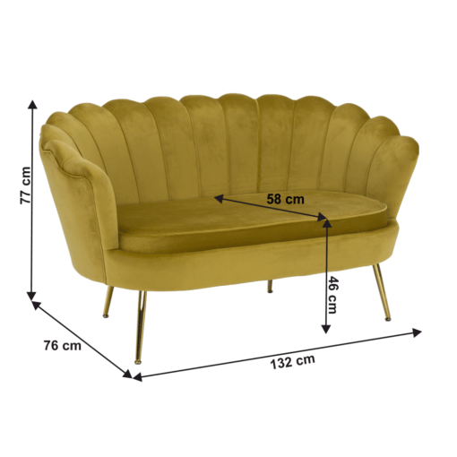 Canapea fixa NOBLIN catifea mustariu/auriu