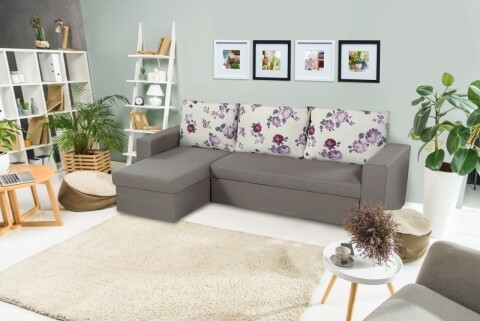 Coltar extensibil reversibil Oslo Grey Magnolia cu lada de depozitare