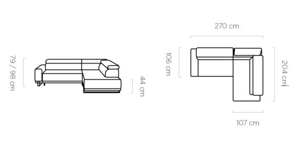 Coltar living Manila pe stanga – L270 x l204 x h98 cm