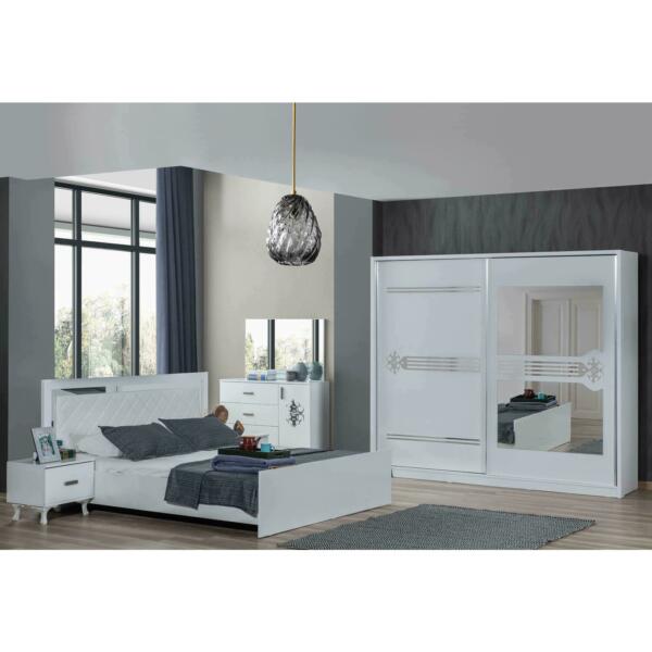Dormitor Modern Alanya Alb - Dulap 2 Usi Glisante