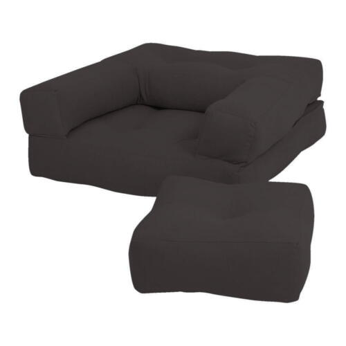 Fotoliu extensibil pentru copii cu taburet Karup Design Mini Cube Dark Grey