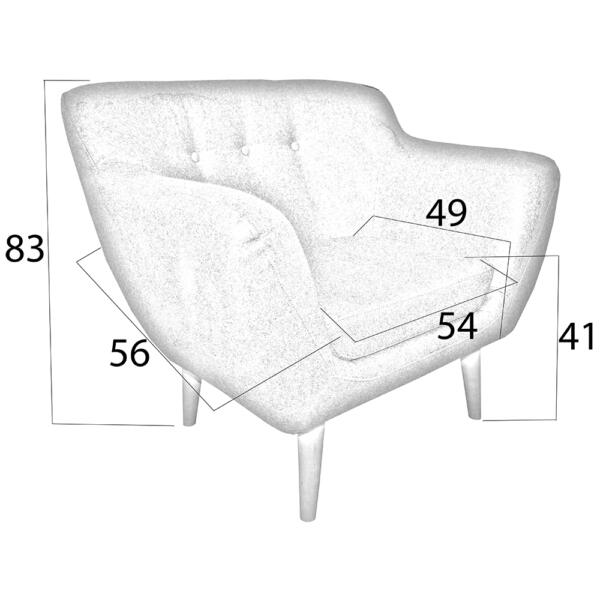 Fotoliu tapitat Titino – l97 x A81 x h83 cm