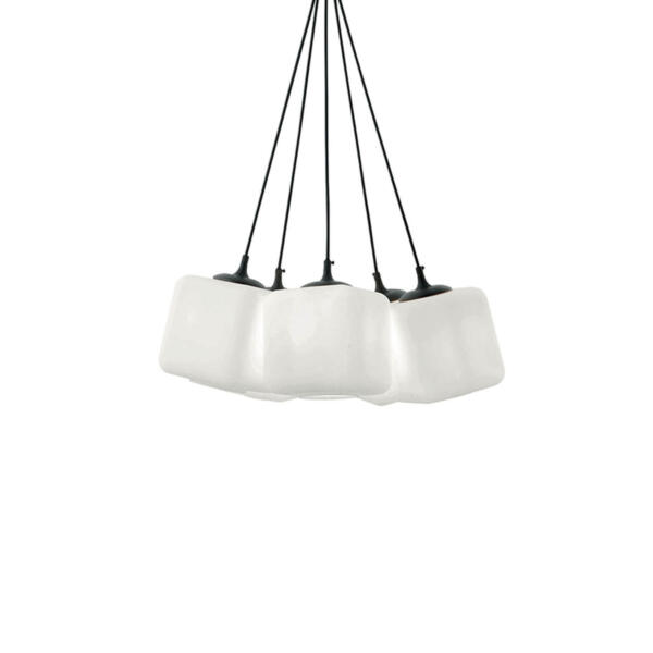 Lampa suspendata minimalista neagra LILY cu globuri patrate 5x40W E27