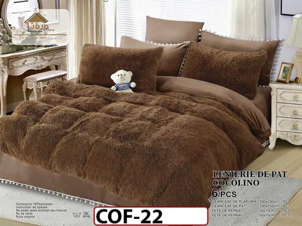 Lenjerie Cocolino Fluffy Pufoasa -Pat De 2 Persoane cu 6 piese - COF22