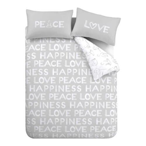 Lenjerie albă/gri pentru pat de o persoană 135x200 cm Peace and Yoga - Catherine Lansfield