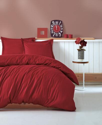 Lenjerie de pat din bumbac Satinat Premium Stripe Rosu Inchis
