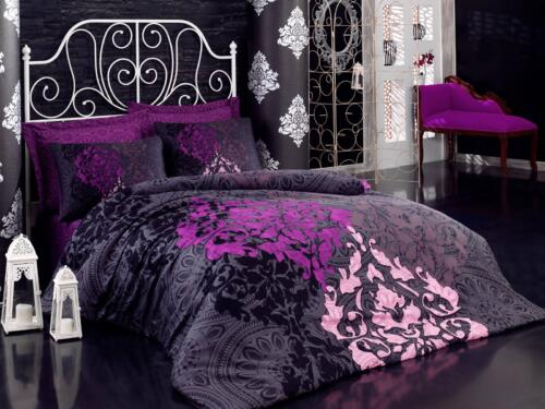 Lenjerie de pat din bumbac Satinat Purple Vibes Multicolor
