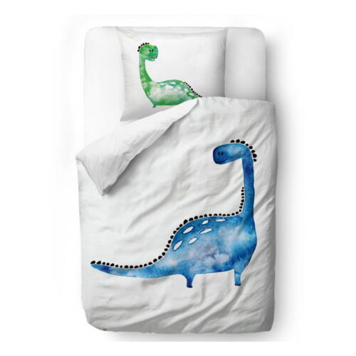 Lenjerie de pat din bumbac pentru copii Butter Kings Watercolour Dino