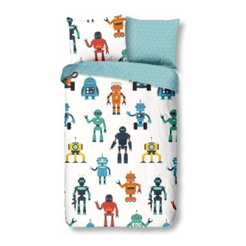 Lenjerie de pat din bumbac pentru copii Good Morning Robots