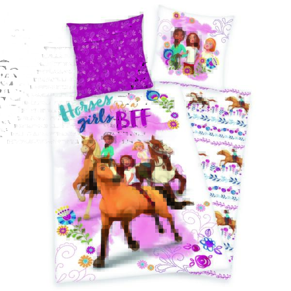 Lenjerie de pat din bumbac pentru copii Spirit Horses girls