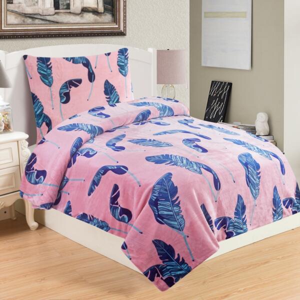 Lenjerie de pat din micro-pluș Victoria Pink