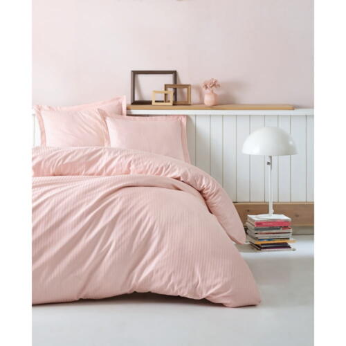 Lenjerie de pat dublu roz-deschis din bumbac satinat extinsă cu cearșaf și cuvertură 240x260 cm – Mijolnir