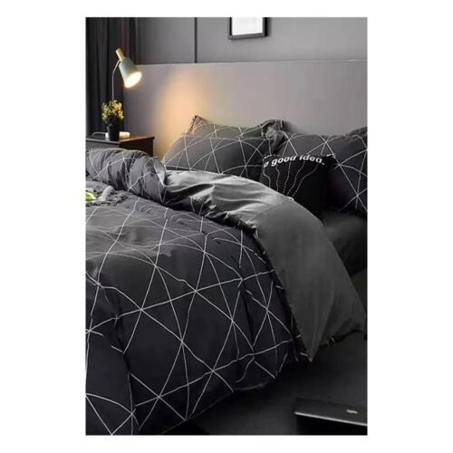 Lenjerie de pat gri închis din bumbac pentru pat dublu/extins și cearceaf 200x220 cm – Mila Home