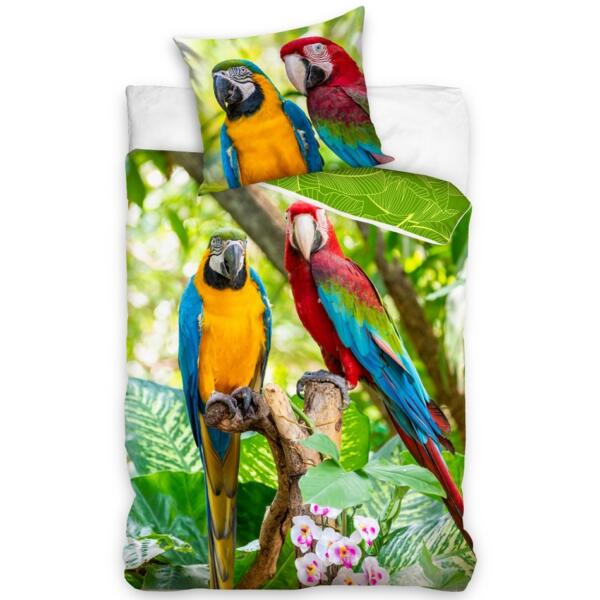 Lenjerie de pat pentru copii Papagali Ara colorați