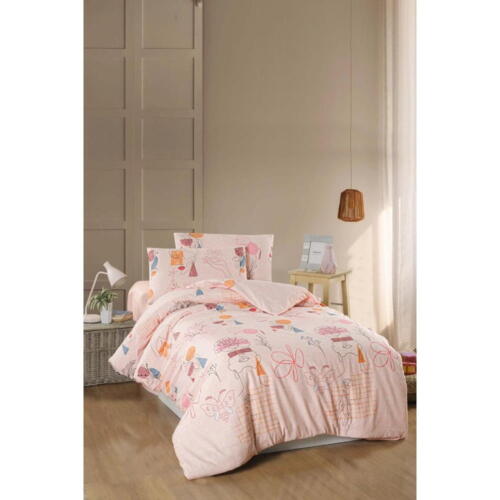Lenjerie de pat roz-deschis pentru pat de o persoană/extins și cearceaf 160x220 cm Drawing Art – Mila Home