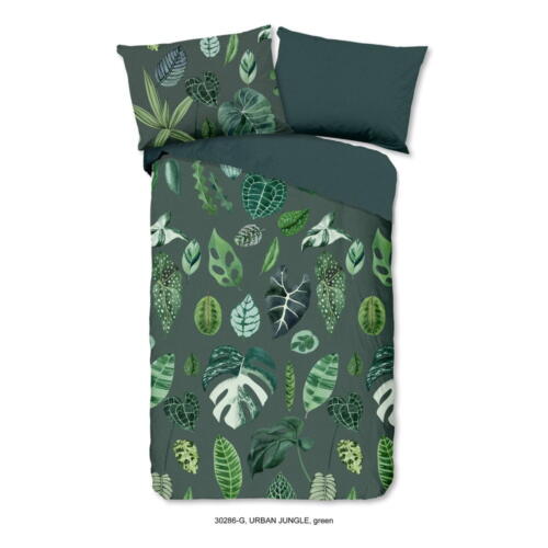 Lenjerie de pat verde-închis din bumbac pentru pat de o persoană 140x200 cm – Good Morning