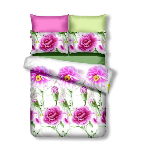 Lenjerie de pat verde/roz din microfibră pentru pat dublu 220x200 cm Amanda – AmeliaHome
