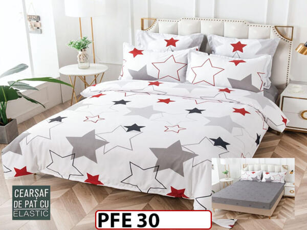 Lenjerie din finet 6 piese si cearceaf cu Elastic - PFE30