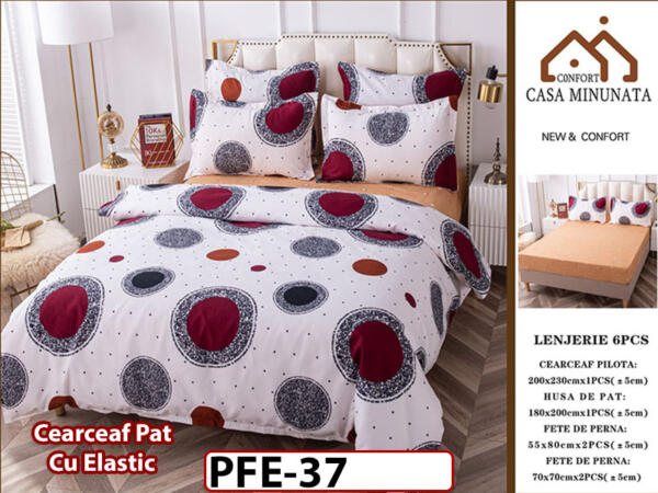 Lenjerie din finet 6 piese si cearceaf cu Elastic - PFE37