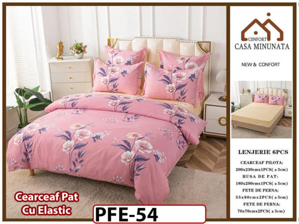 Lenjerie din finet 6 piese si cearceaf cu Elastic - PFE54