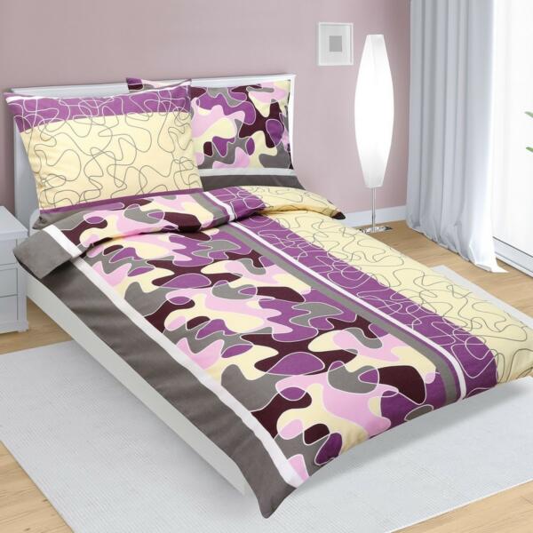 Lenjerie pat din flanelă Bellatex Puzzle gri / roz
