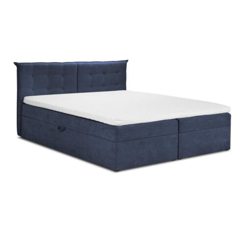 Pat boxspring 140x200 cm albastru închis cu spațiu de depozitare Echaveria – Mazzini Beds