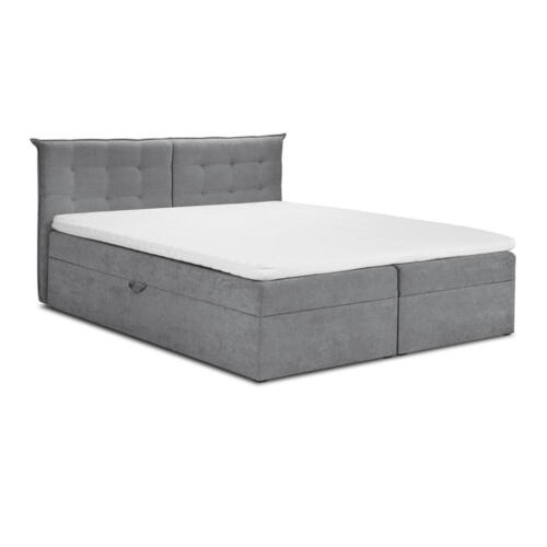 Pat boxspring 140x200 cm gri cu spațiu de depozitare Echaveria – Mazzini Beds