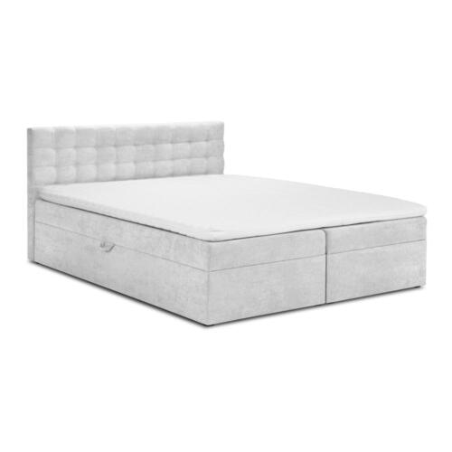 Pat boxspring 140x200 cm gri deschis cu spațiu de depozitare Jade – Mazzini Beds