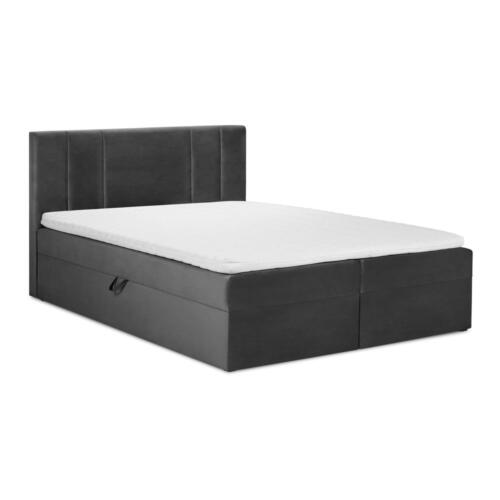 Pat boxspring 140x200 cm gri închis cu spațiu de depozitare Afra – Mazzini Beds