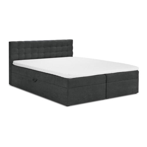 Pat boxspring 140x200 cm gri închis cu spațiu de depozitare Jade – Mazzini Beds