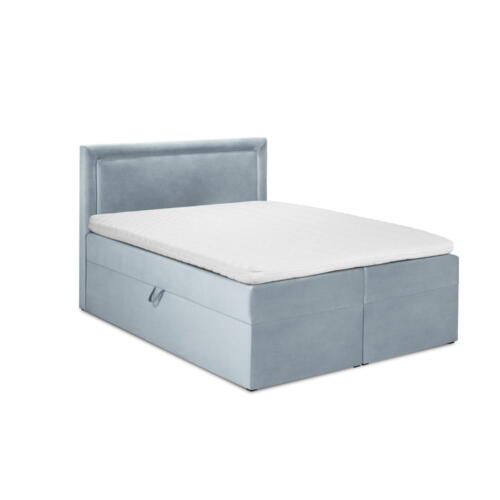 Pat boxspring 160x200 cm albastru deschis cu spațiu de depozitare Yucca – Mazzini Beds