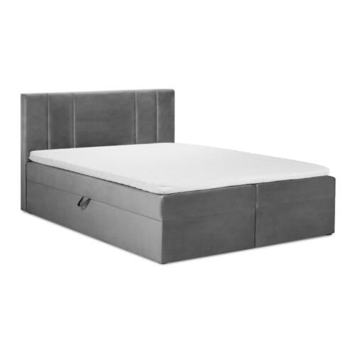 Pat boxspring 180x200 cm gri cu spațiu de depozitare Afra – Mazzini Beds