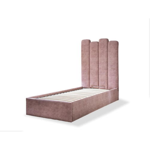 Pat roz tapițat cu spațiu de depozitare cu somieră 90x200 cm Dreamy Aurora – Miuform