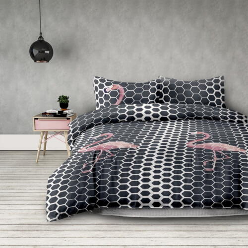 Set 2 lenjerii de pat din microfibră AmeliaHome Flamingo Dark