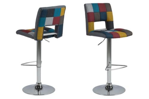 Set 2 scaune de bar tapitate cu stofa si picior metalic Sylvia Patchwork Multicolor / Crom