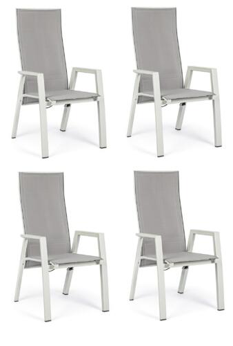 Set 4 scaune de gradina / terasa din metal si material textil