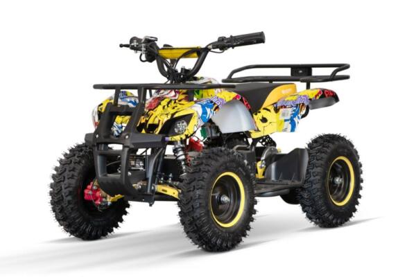 AM ALES ATV electric NITRO Torino Quad 1000W 48V cu anvelope 13x4.10-6 grafiti galben