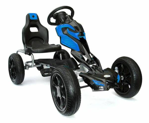 GO Kart cu pedale 5-10 ani Kinderauto Thunder roti EVA culoare albastra