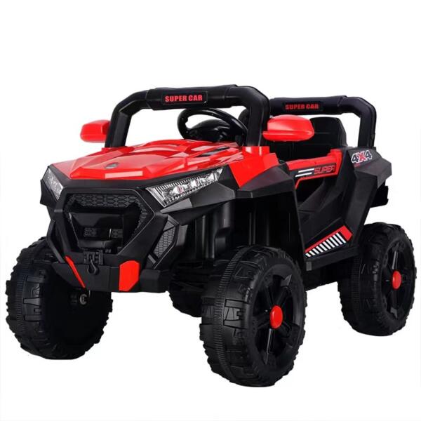 AM ALES Masinuta electrica copii 4x4 Kinderauto SuperCar 100W 12V scaun tapitat music player rosu